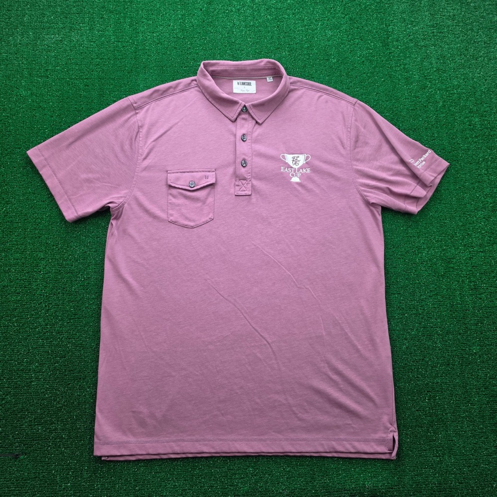 Linksoul Golf Polo Shirt Mens Large Dusty Rose Embroidered Logo East Lake Cup